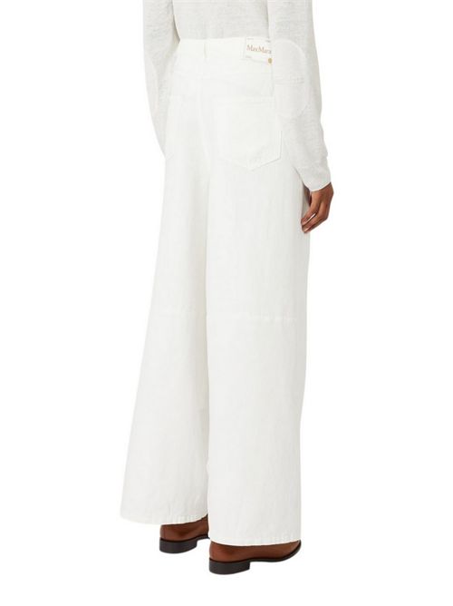 pantalone donna aloa in lino bianco MaxMara S | SMMALOA001